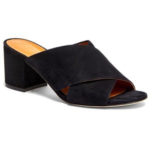 J McLaughlin TriBeCa Black Leather Suede Mule